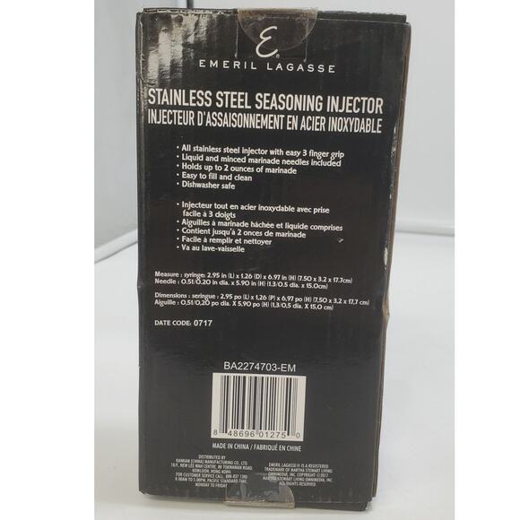 Emeril Lagasse Stainless Steel Meat Turkey Seasoning Marinade Injector **NEW** - Picture 2 of 4